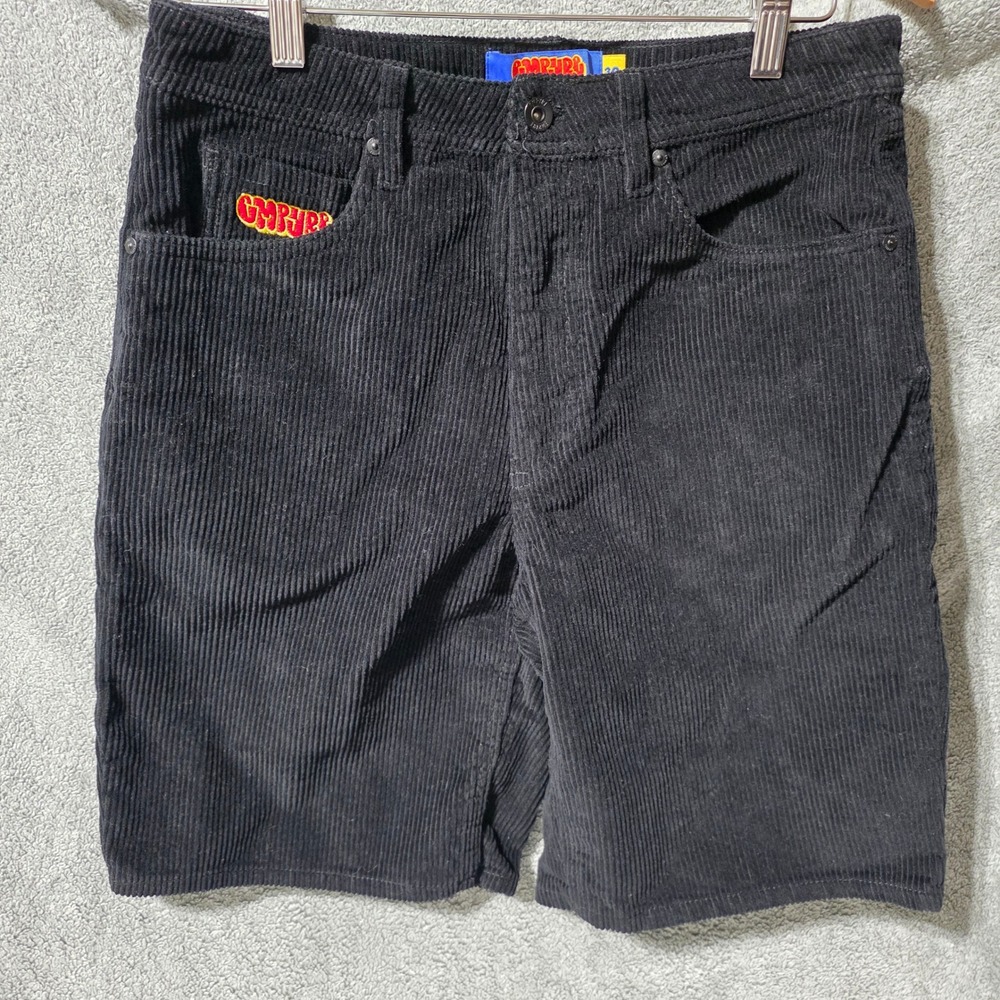 Empyre Relax Black Corduroy Shorts Mens 30 Skate Streetwear Embroidered Logo